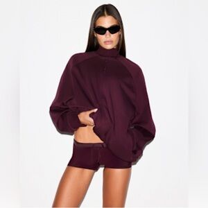 Skims Matte Tricot Oversized Track Jacket